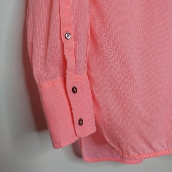 J. Crew Electric Orange Ruffle Front Button Down - Picture 5 of 11